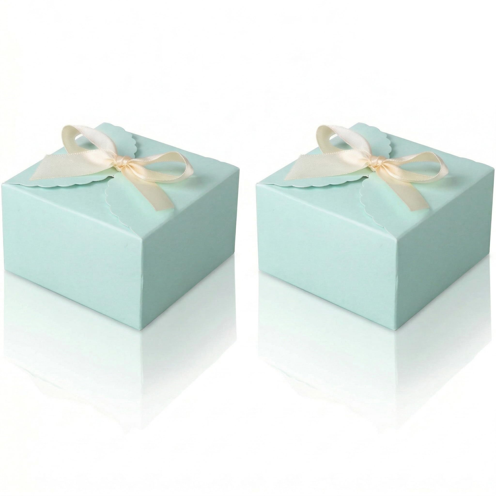 Pewiyher 30 PCS Party Favor Candy Box, Kraft Paper Treat Boxes for Gift Giving Wedding Baby Shower Birthday Small Gift Boxes with Ribbons for Packaging Candy, Cookie, Chocolate, Biscuits (Blue)