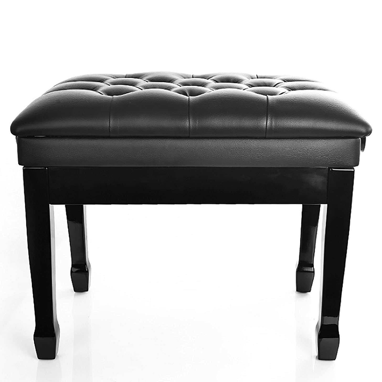 Panca per Pianoforte in Pelle Panca per Pianoforte Sgabello per Pianoforte Regolabile Panca per Tastiera Altezza di Sollevamento 10 cm Nero Bianco Altezza: 45-55 cm