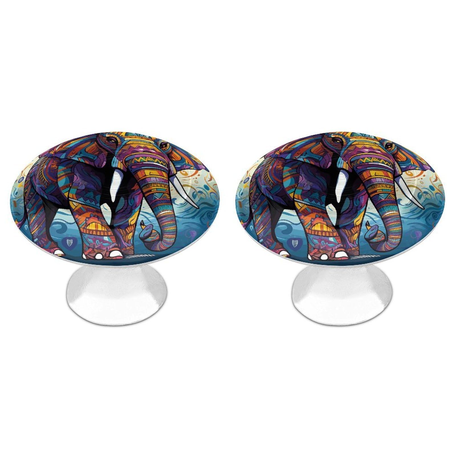Fekiloot White Colorful Elephant Cabinet Knobs For Kitchen Ornament, Round Zinc Decorative Drawer Pulls For Cabinets Trendy, Dresser Drawers Pulls Bathroom Dresser Knob With Screw