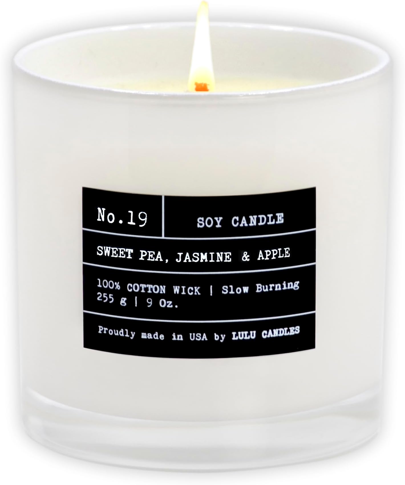 Lulu Candles | Sweet Pea, Jasmine & Apple | Luxury Scented Soy Jar Candle | Hand Poured in The USA | Highly Scented & Long Lasting- 9 Oz.