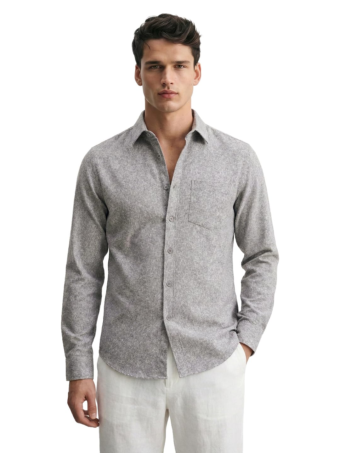 the indian garage co Men Slim Fit Solid Cutaway Collar Long Sleeves Casual Shirt-picture-32