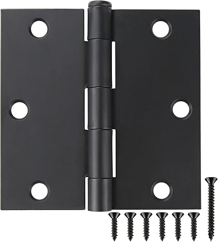 Paquete de 30 bisagras de puerta negro mate de 3.5 x 3.5 pulgadas, bisagras de puerta interiores de 3 12 pulgadas para puertas, esquinas cuadradas