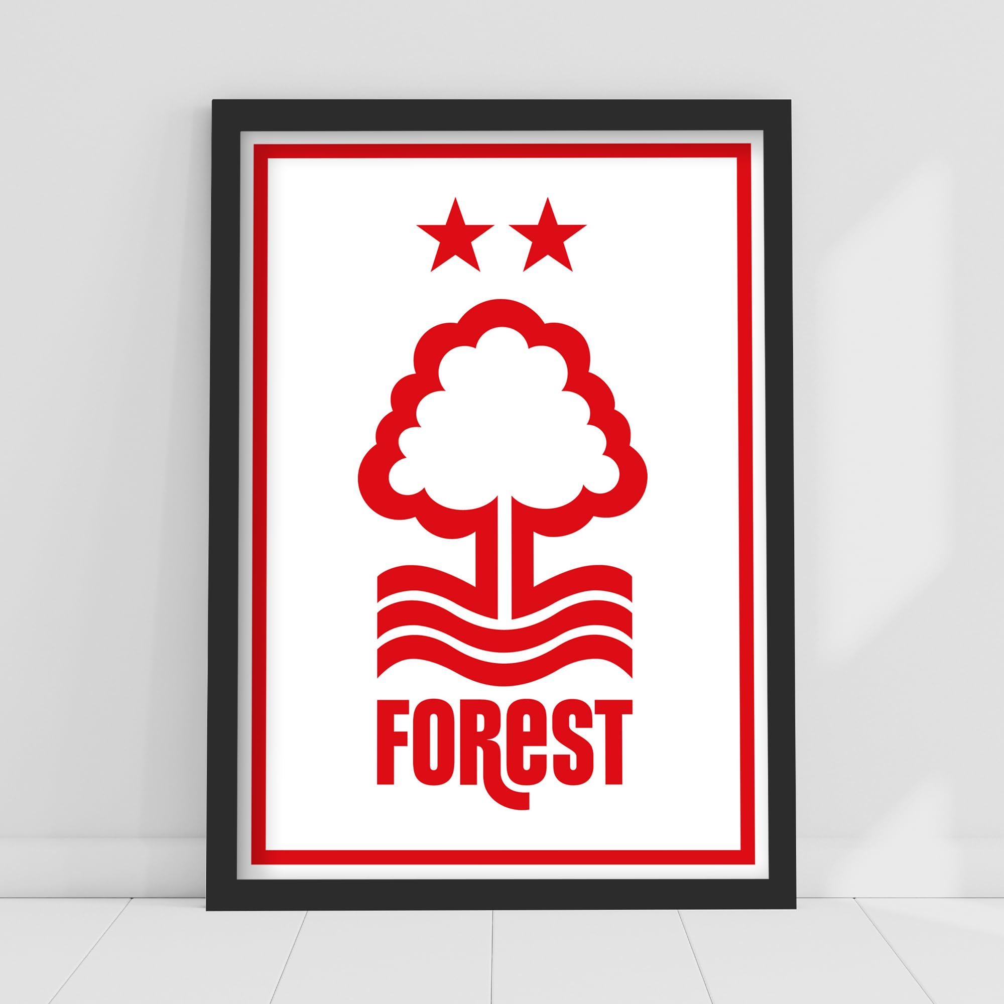 Themed Nottingham Forest FC Print - Red Crest White Background Poster Football Art (21cm x 29.7cm - A4)