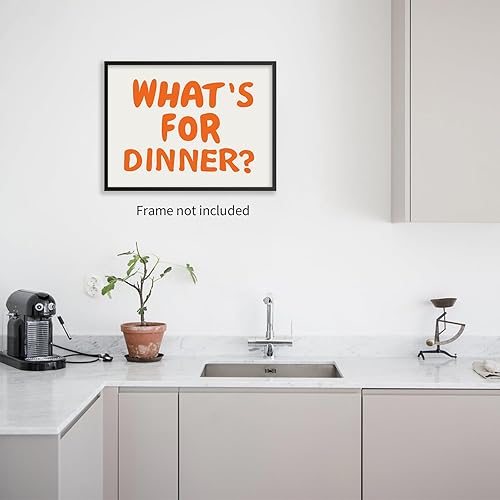 Miniatura 4 de Divertido póster de cocina naranja con texto en inglés "What's for Dinner Art", arte de pared moderno de mediados de siglo, minimalista, impresiones
