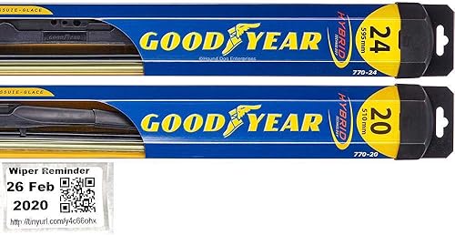 Juego de limpiaparabrisas para Chevrolet Traverse 2018-2019 Limpiaparabrisas para conductor y pasajero y pegatina de recordatorio (híbrido)