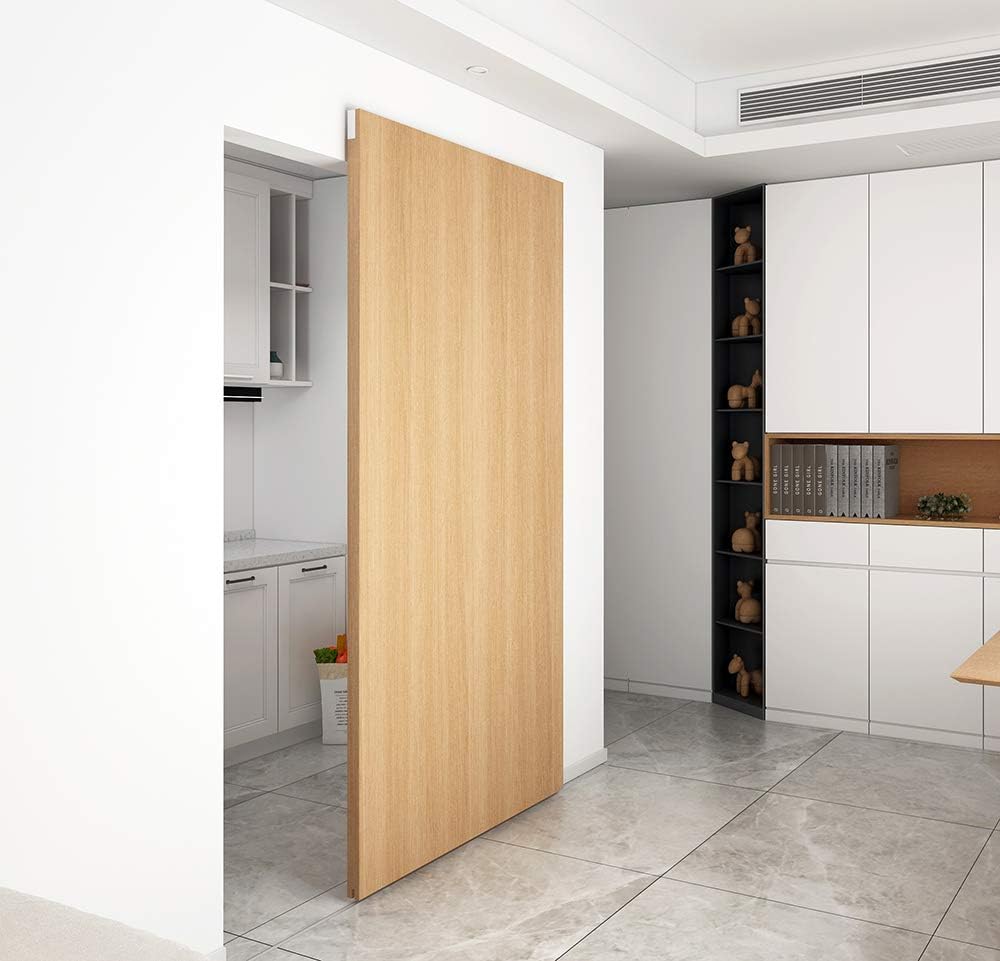 DIYHD 42" Concealed Sliding Barn Door Hardware Soft Closing Interior Wall Mount Hidden Track Rolling Kit with Floor Rail (NO Door)