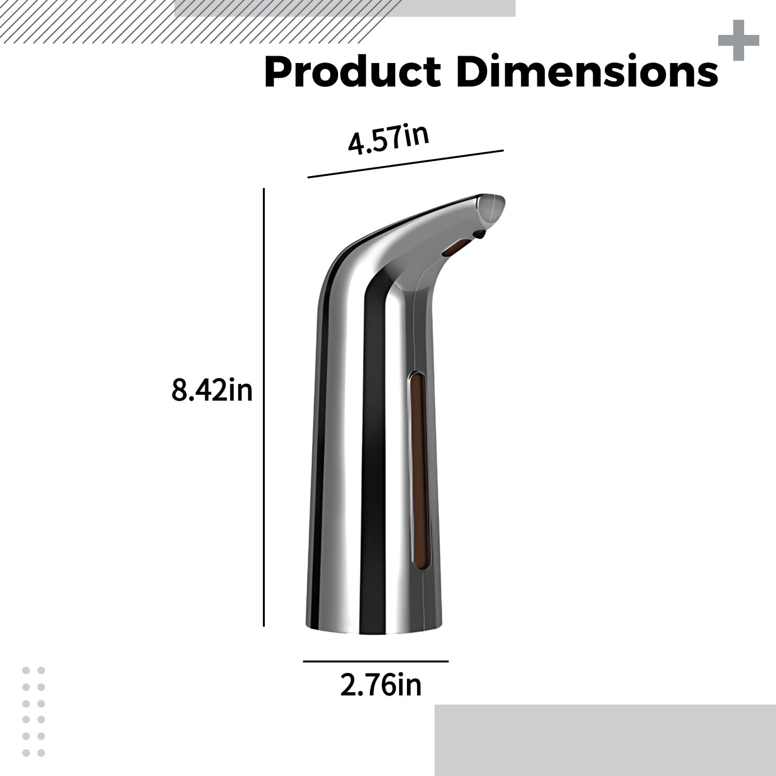 Dispensador automático de jabón con sensor infrarrojo sin contacto para fregadero de baño y cocina, 400 ml, gran capacidad, diseño impermeable IPX7, fácil de limpiar, estética plateada moderna