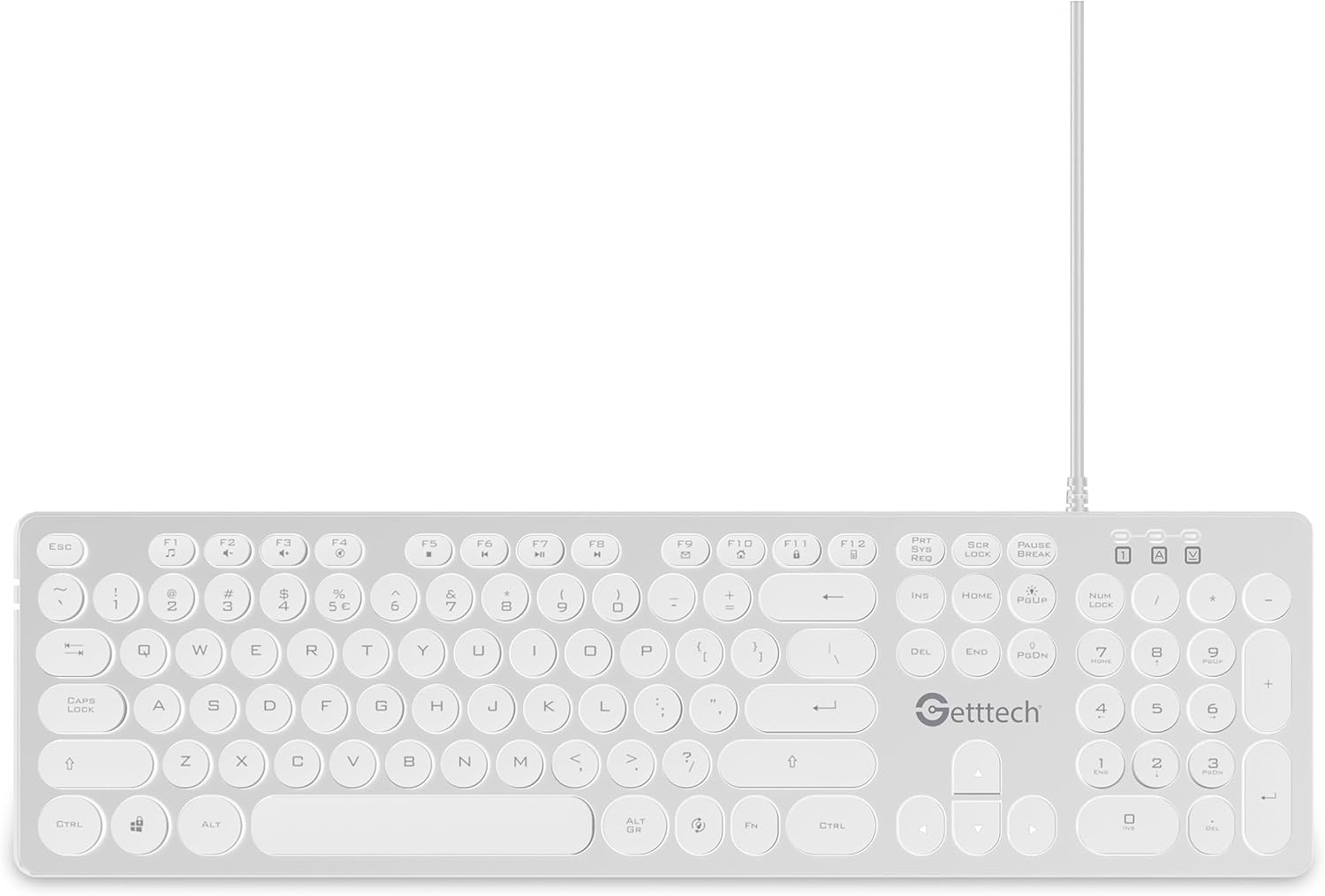 GETTTECH Backlit Keyboard Ignite, White - SKU: GTI-28201B