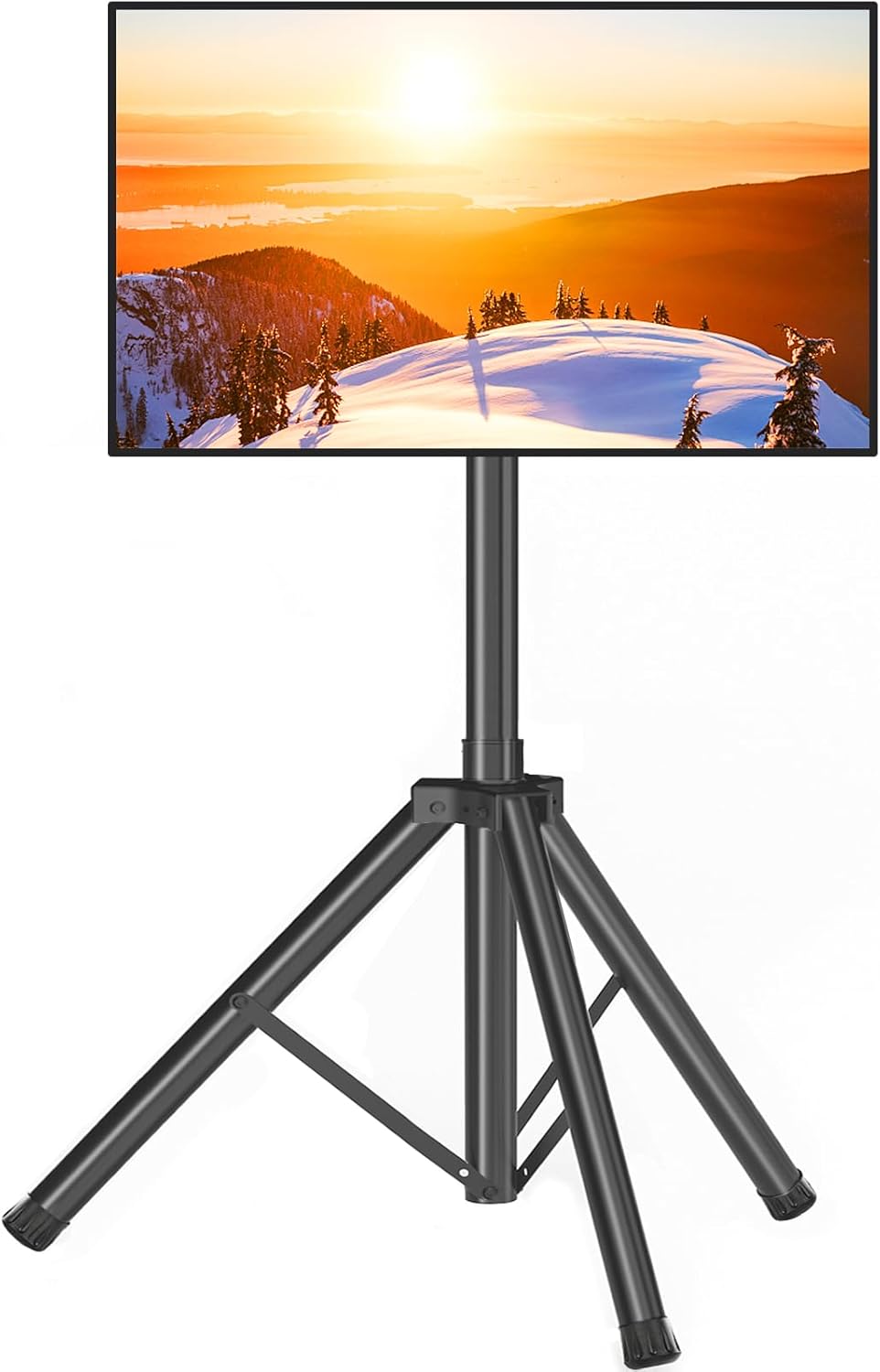 Tripod TV Stand for 23-75 inch Flat Screen/Curved TVs up to 100 lbs, Outdoor TV Stand with ±15° Tilt, Height Adjustable Portable TV Stand with Safety Design, Max VESA 600x400m, Black 23-75 inch TVs