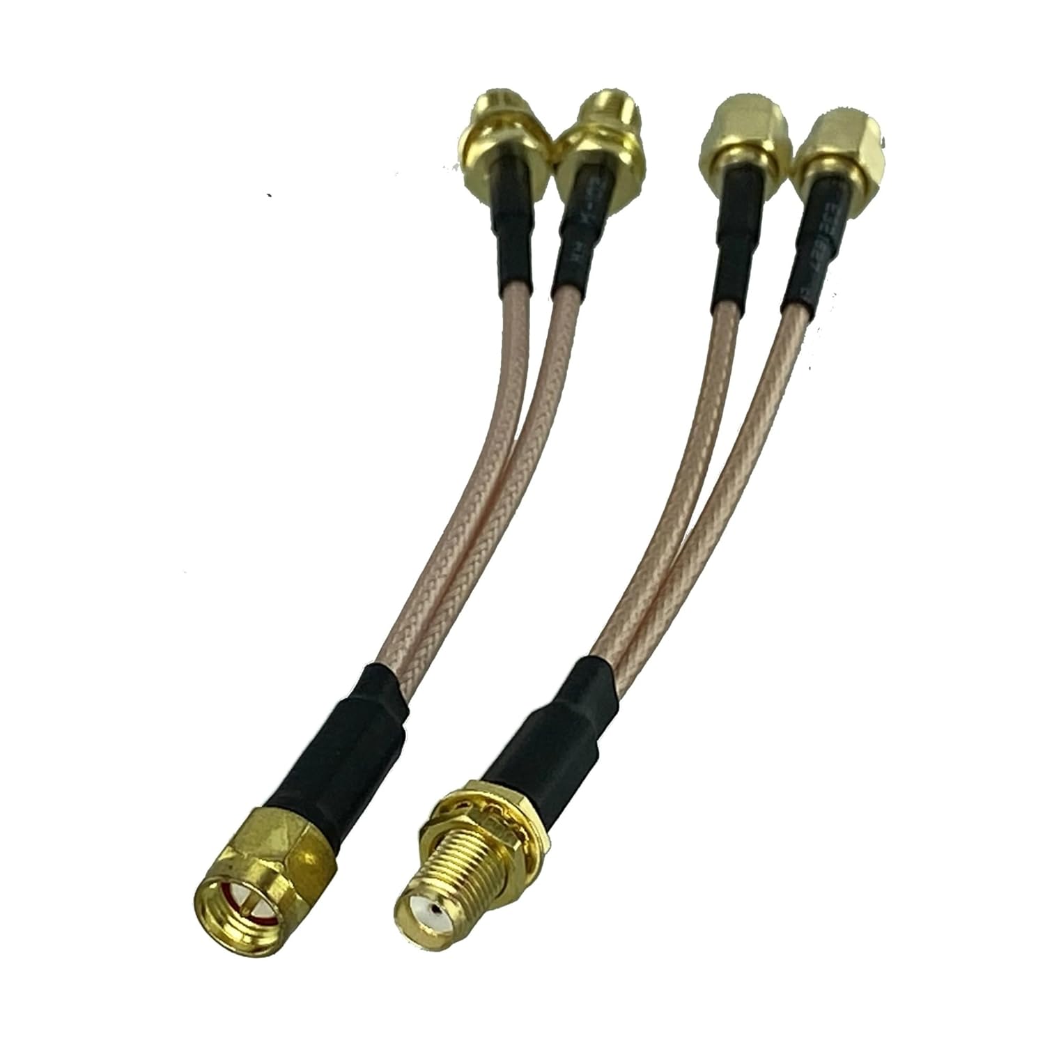 RG316 Male Plug and Female Jack Y-Splitter Connector, Crimp terminals, Patch Cords, Pigtail Cables, 4 inches to 10 feet(Type 2-SMA 1F2M,6inch (15CM))