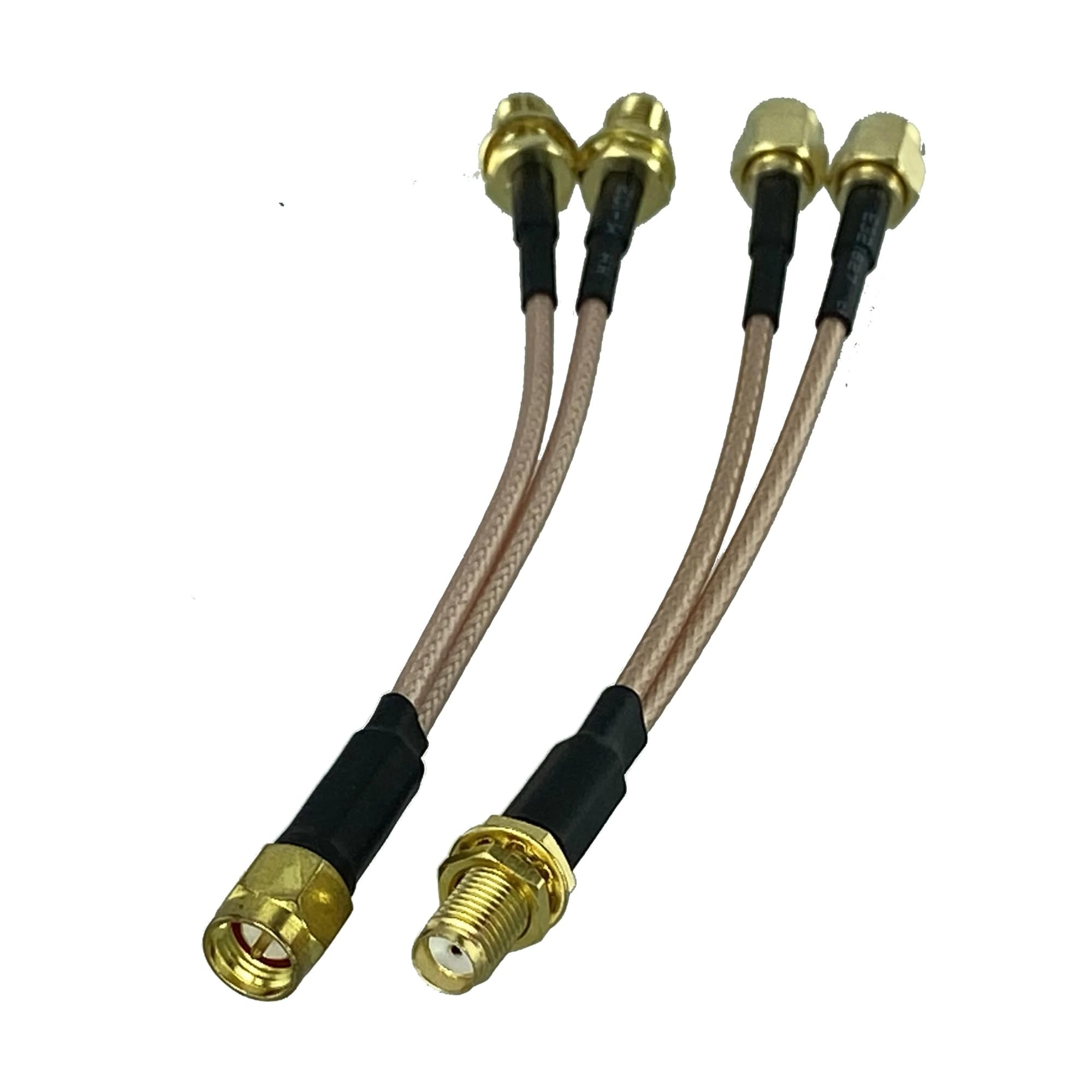 Connettore sdoppiatore a Y con Spina Maschio RG316 e Jack Femmina Terminali a crimpare Cavi Patch a Treccia da 4 Pollici a 10 Piedi(Type 2-SMA 1F2M,2FT (60CM))