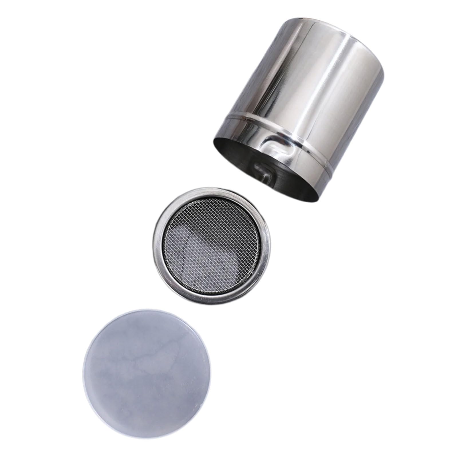 MALSSE Baristas Stainless Steels Sugar Powder Shaker Container Fine Net Dredges Chocolate Flour Sifter for Coffee Art Baking Rusts Proof Chocolate Powder Shaker