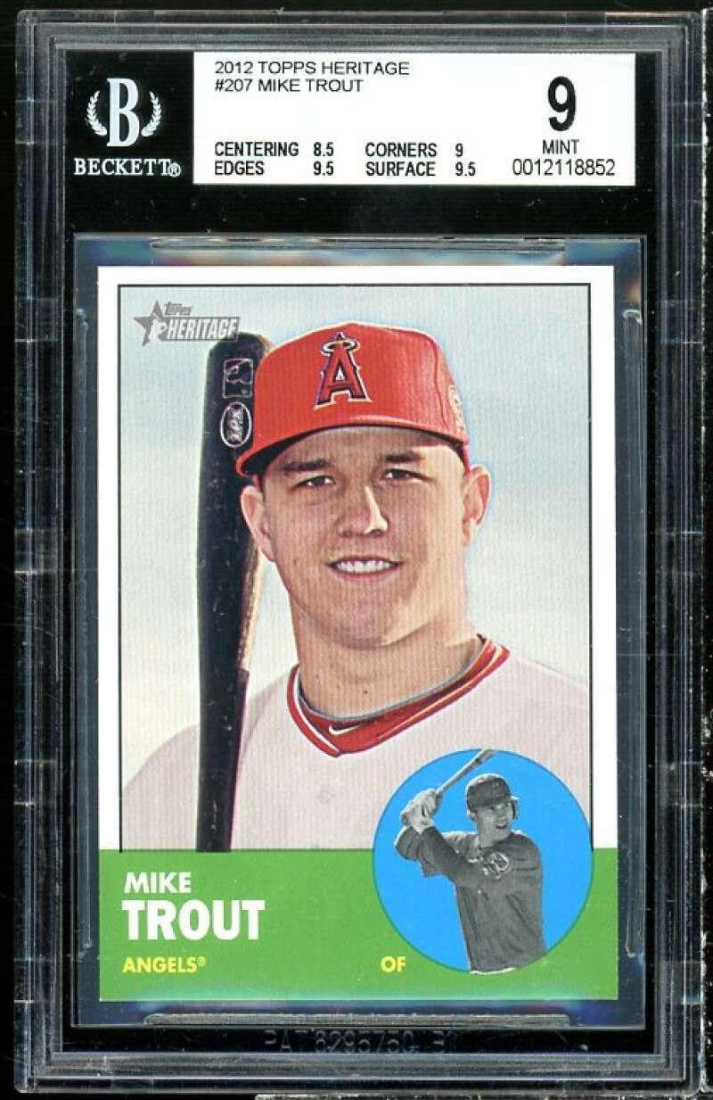 Mike Trout Card 2012 Topps Heritage #207 BGS 9 (8.5 9 9.5 9.5) - Baseball Slabbed Rookie Cards