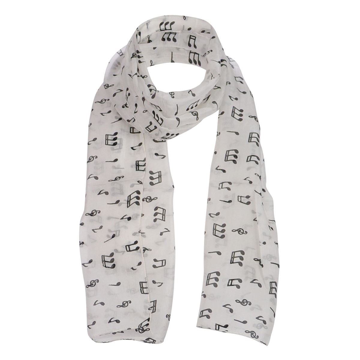 Music note Pure Silk Neck/Head scarf, Whtie