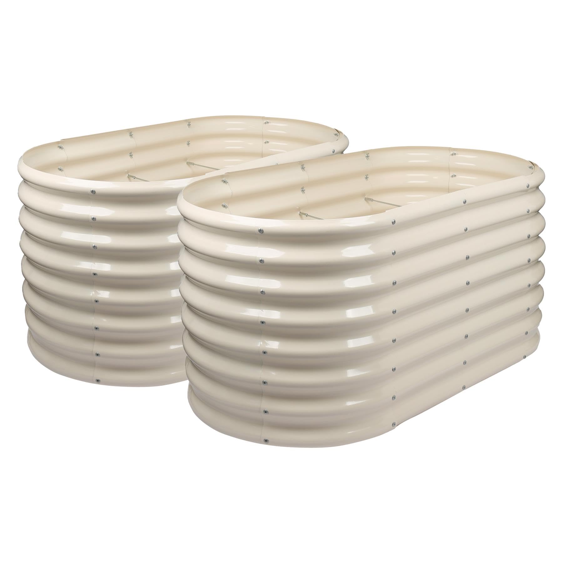 Harbour Housewares Raised Garden Bed - 120cm x 60cm x 60cm - Ivory - Galvanised Steel - Pack of 2