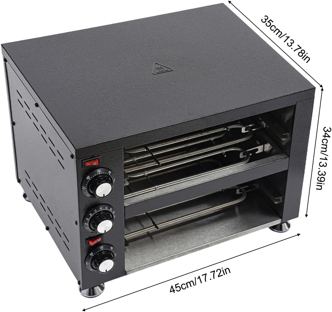 Countertop Oven, 2-Layers Pizza Cooker with Timer,Stainless Steel 2200W Electric Commercial Countertop Pizza Oven, for Home Restaurant