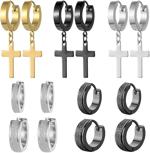 MHWTTY Aretes de aro pequeños hipoalergénicos para mujeres y hombres, juegos de aretes de aro pequeños para cartílago tragus, acero quirúrgico de