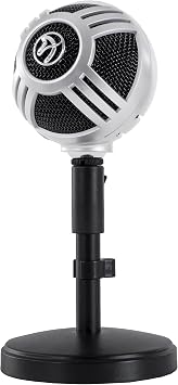 Arozzi - Sfera PRO Professional Grade Gaming / Streaming / Office USB Microphone - Cardioid ، Cardioid -10dB ، و Omnidirectal Polar Patterns ، Boom Arm Compatible - Silver