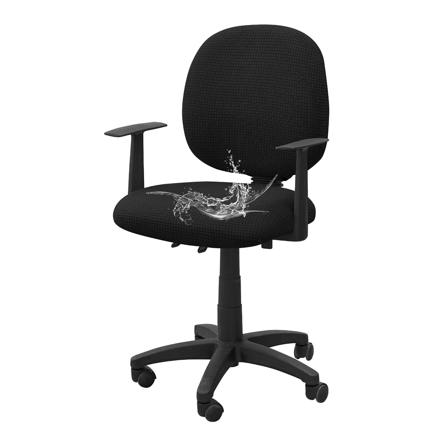 YOPOIY Split Office Chair Cover, Stretch Desk Chair Cover with Backrest and Seat Cover, Washable Computer Chair Covers, Rotating Chair Slipcovers for Home Office (black,one size)