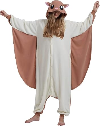 DarkCom Adult Flying Squirrel Onesie Cosplay Pajamas Halloween Costume