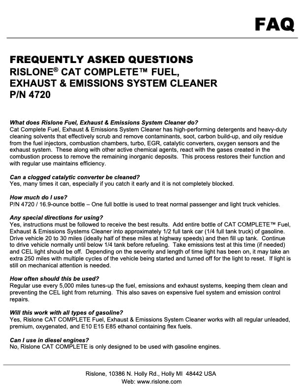 Rislone Cat Complete Fuel, Exhaust and Emissions System Cleaner, Pack