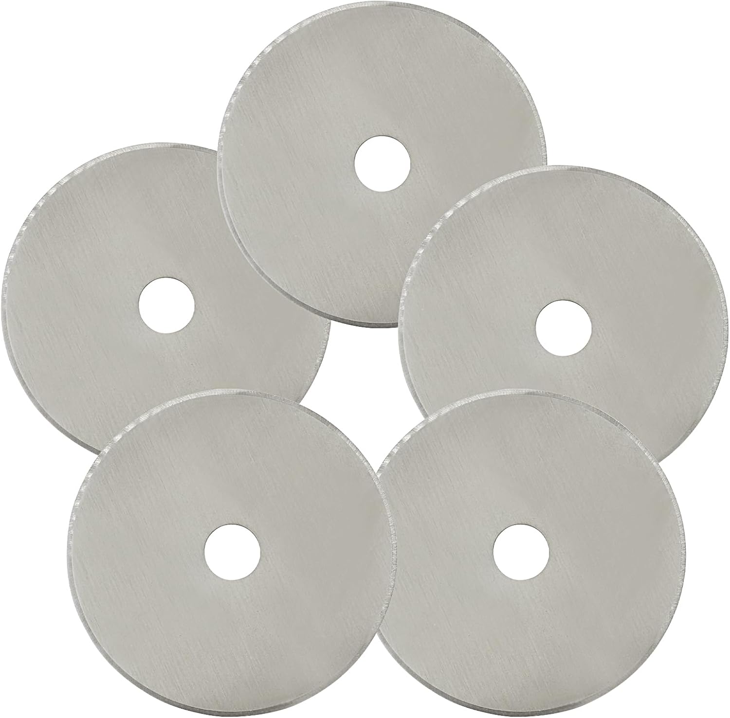 OSVJE 5 Pack Rotary Cutter Blades Replacement Fits Sharp Quilting Blades, Titanium Fabric Cutting for Scrapbooking Sewing Arts & Crafts/Quilters (Silver)