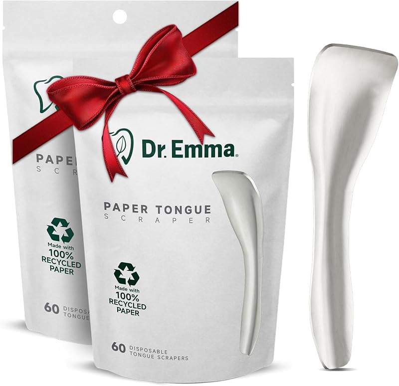 Raspador de lengua, 120 unidades, limpiador de lengua desechable para adultos, raspador higiénico de papel, lengua limpia, promueve el aliento fresco (paquete de 2)