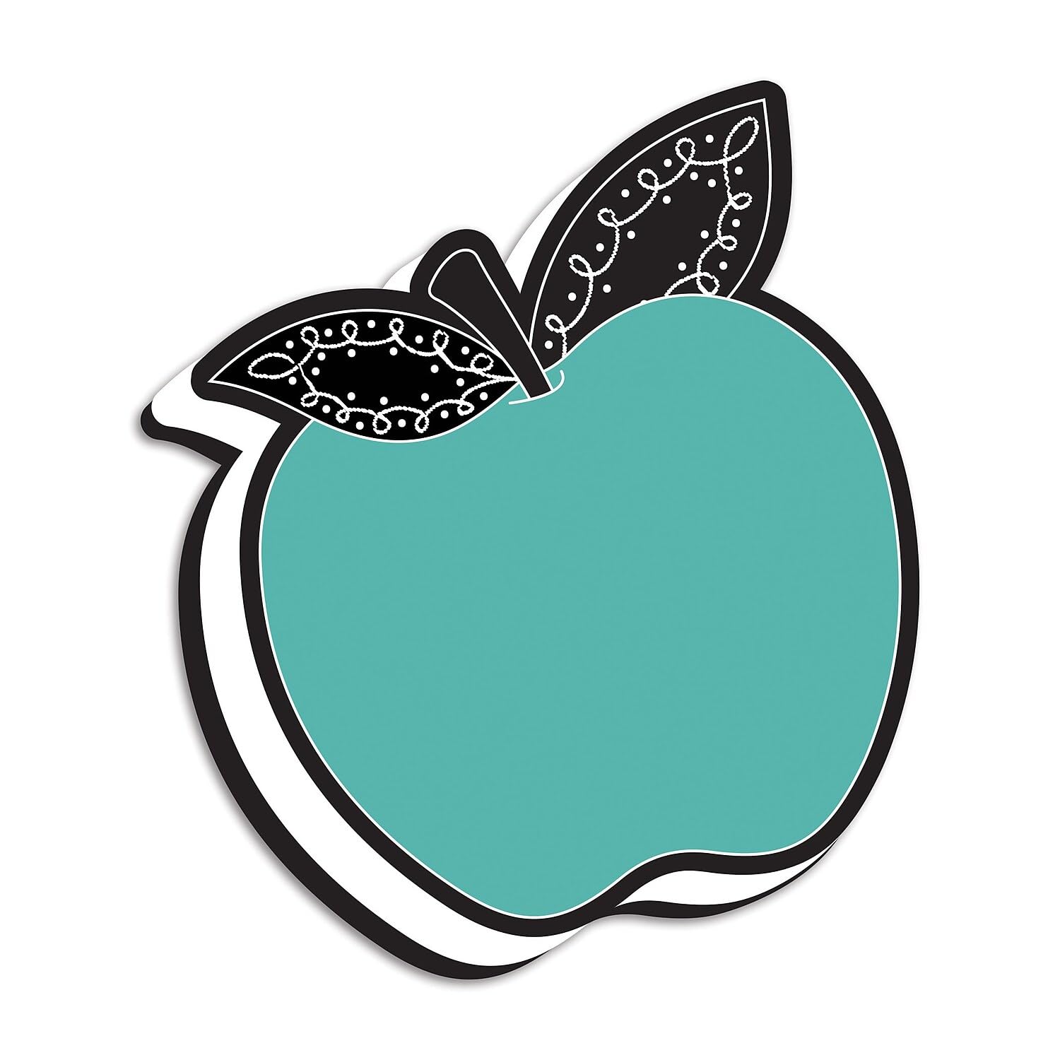 Ashley Productions Borrador magnético para pizarra blanca, manzana verde azulado con hojas de lazo de tiza, paquete de 6