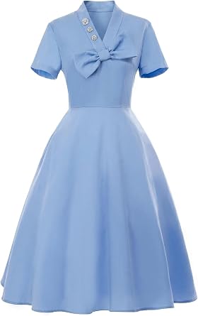 miccostumes Womens Retro Vintage Dress 1950s Cosplay Costume Short Sleeve Dress Cocktail Party Evening Prom Gown