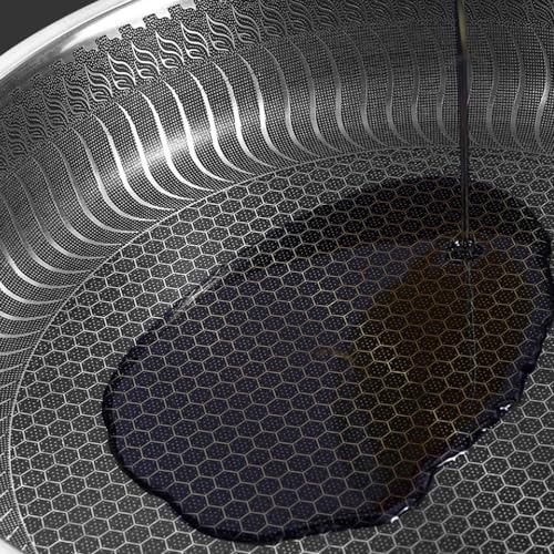 Wok en acero inoxidable con tapa de vidrio 12.6 in miniatura 5