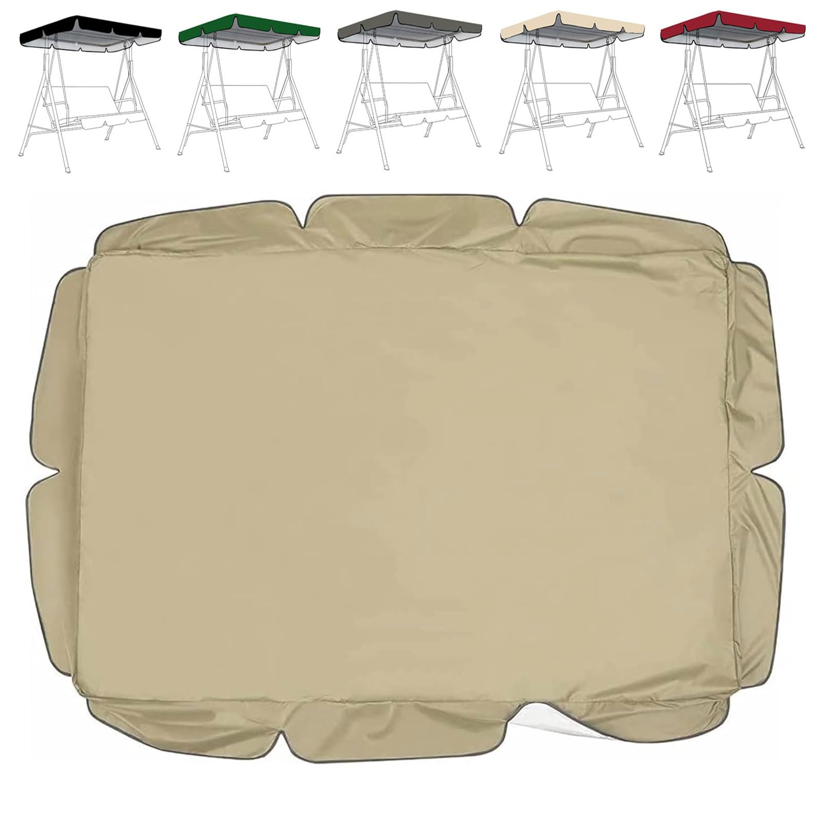 Replacement Swing Seat Canopy Waterproof Cover Silver Coated Polyester Outdoor Furniture Protector,Swing Chair Top Cover (Cover Only)(Size:98x73x7inch/249x185x18cm,Color:Beige)