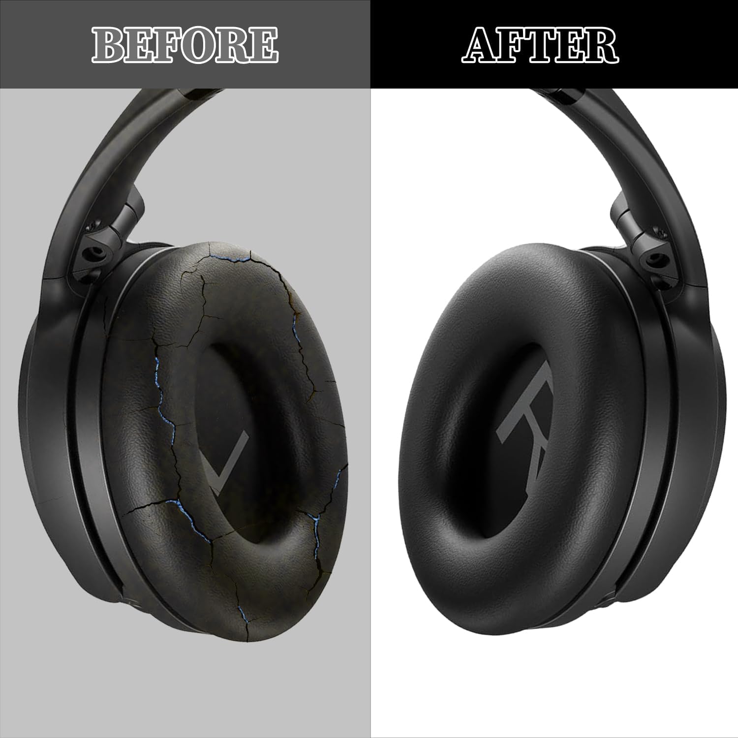 Cuscinetti Auricolari Per Bose QC45 - Pelle Morbida, Schiuma Alta Densità, Nero - Foto 5