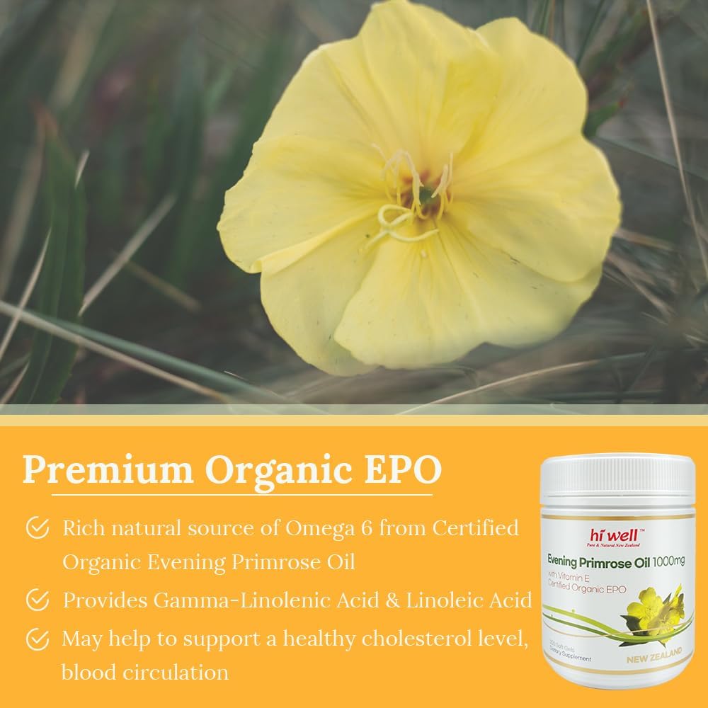 (Pack of 2) Hi Well Organic Evening Primrose Oil (EPO) 200Softgels