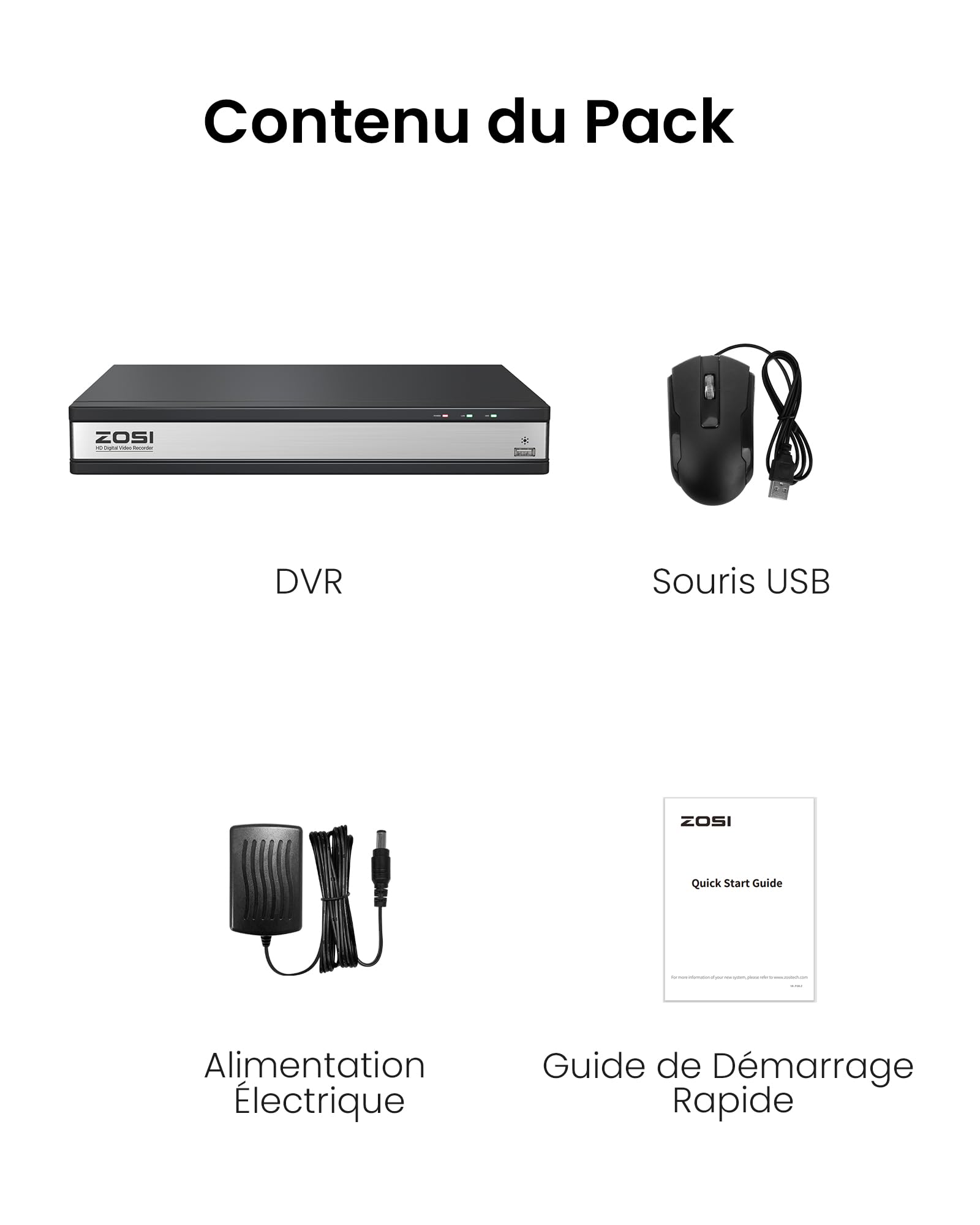 ZOSI 16CH 4-en-1 1080P DVR Enregistreur Vidéo Numérique 4TB HDD Intégré | Détection de Véhicule et de Personne, Notification Push Instantanée, Enregistrement 24/7