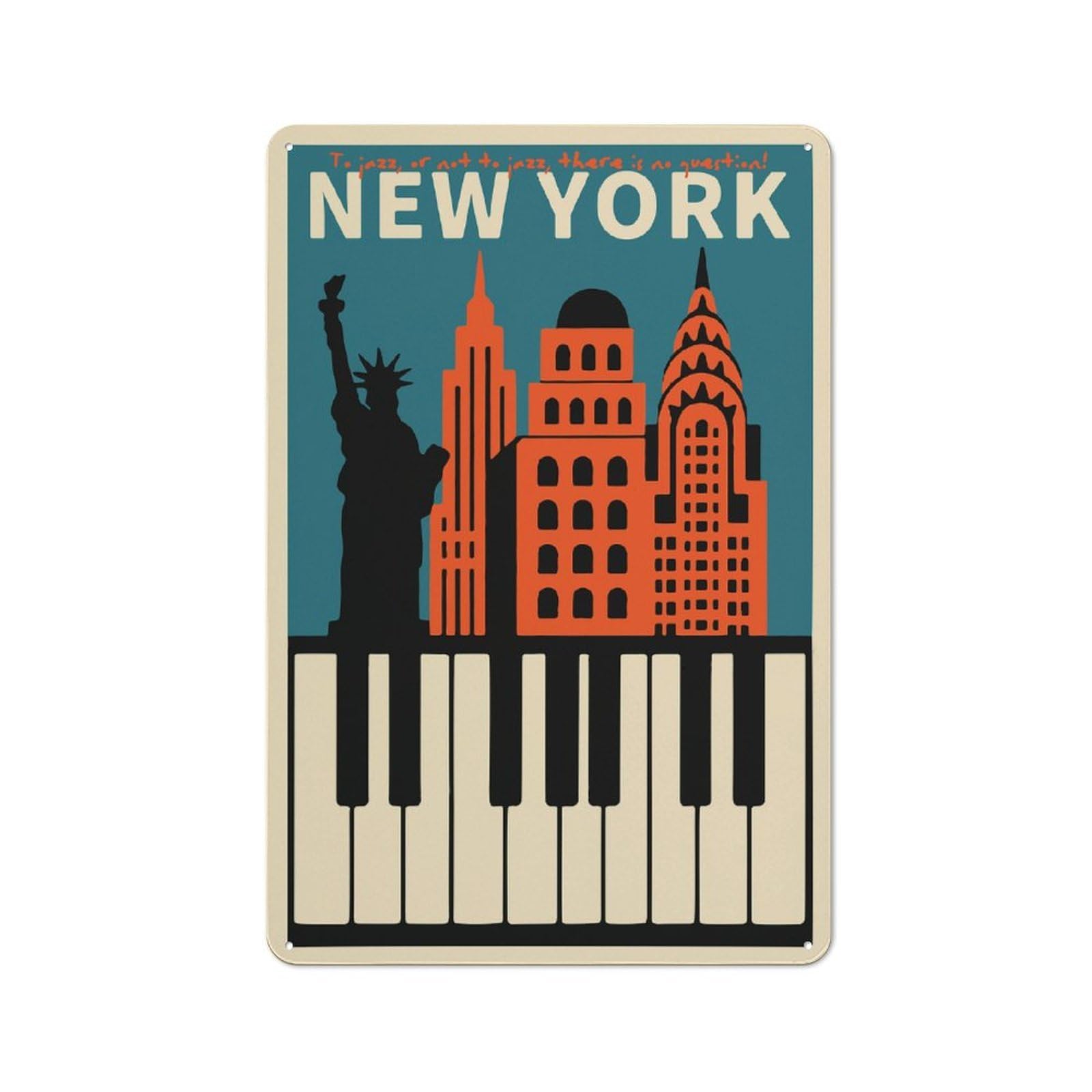 Junmoney Style Garage Decorative Metal Plaque 30X20cm Featuring New York Jazz, Garage Wall Decor For Garage, Workshop, Shed Or Utility Room