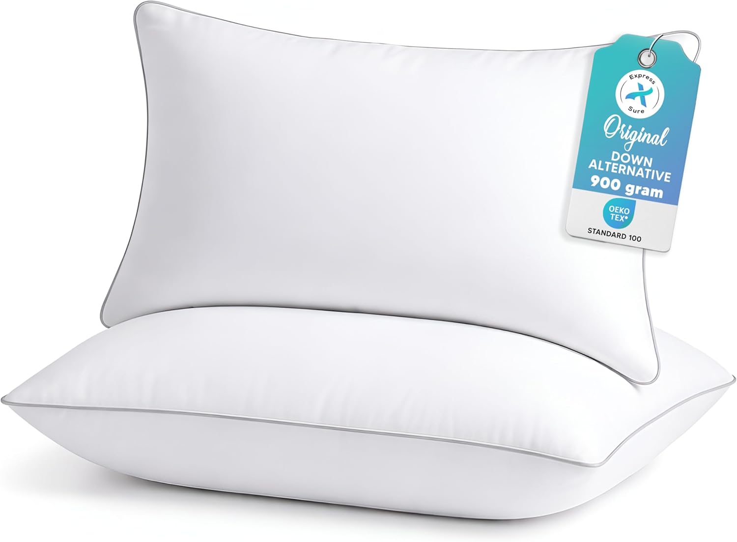 Luxury Hotel Collection Bed Pillows Standard/Queen Size Set of 4 - Original Soft Down Alternative Pillow for Sleeping - Soft Support for Back, Stomach or Side Sleepers - Breathable & Cooling Effect