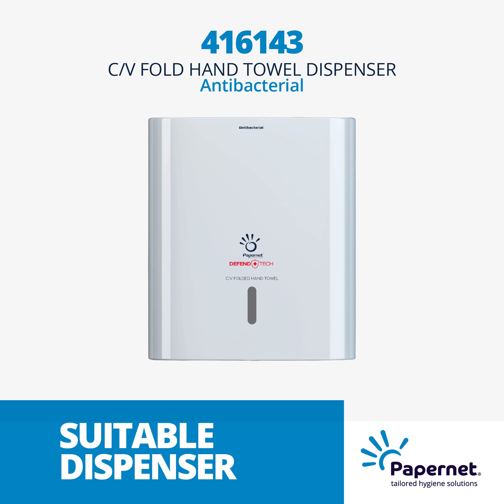PAPERNET, Toalla plegada V 417820, toallas de papel de 2 capas con fórmula antibacteriana, compatible con dispensador antibacteriano C/V 417204, 416143, 15 paquetes para 210 hojas de 21 x 22 cm