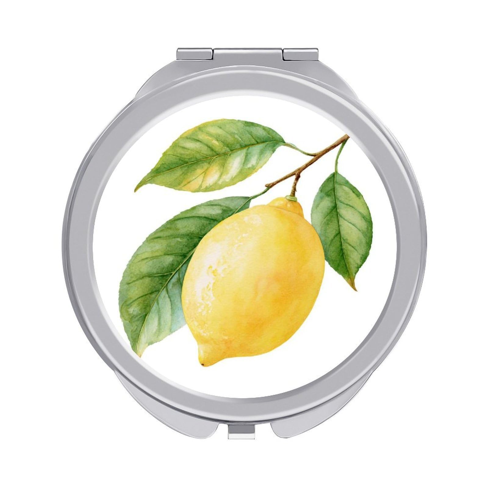 Jubonexis Fresh Whole Lemon Botanical Watercolor Women Pocket Mirrors, Girls Small Portable Travel Makeup Mini Mirror