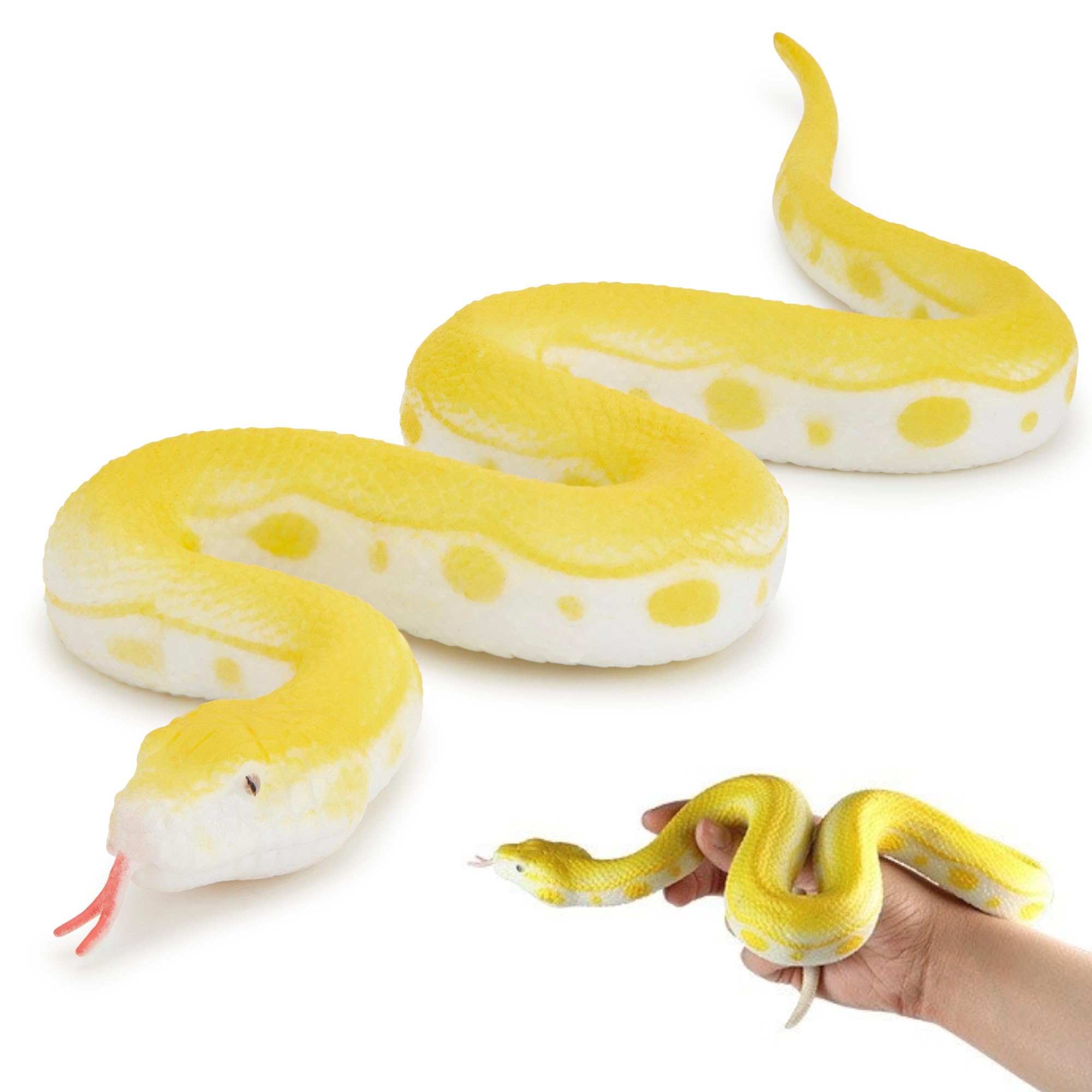 Zappi Co Golden Python Lifelike Rubber Snake - Eco Friendly and Non-Toxic Perfect for Halloween, Educational and Pranks