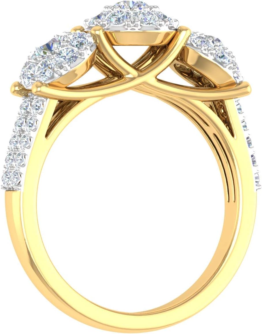 1 Carat 3-Stone Prong Set Diamond Engagement Ring in 14K Solid Gold