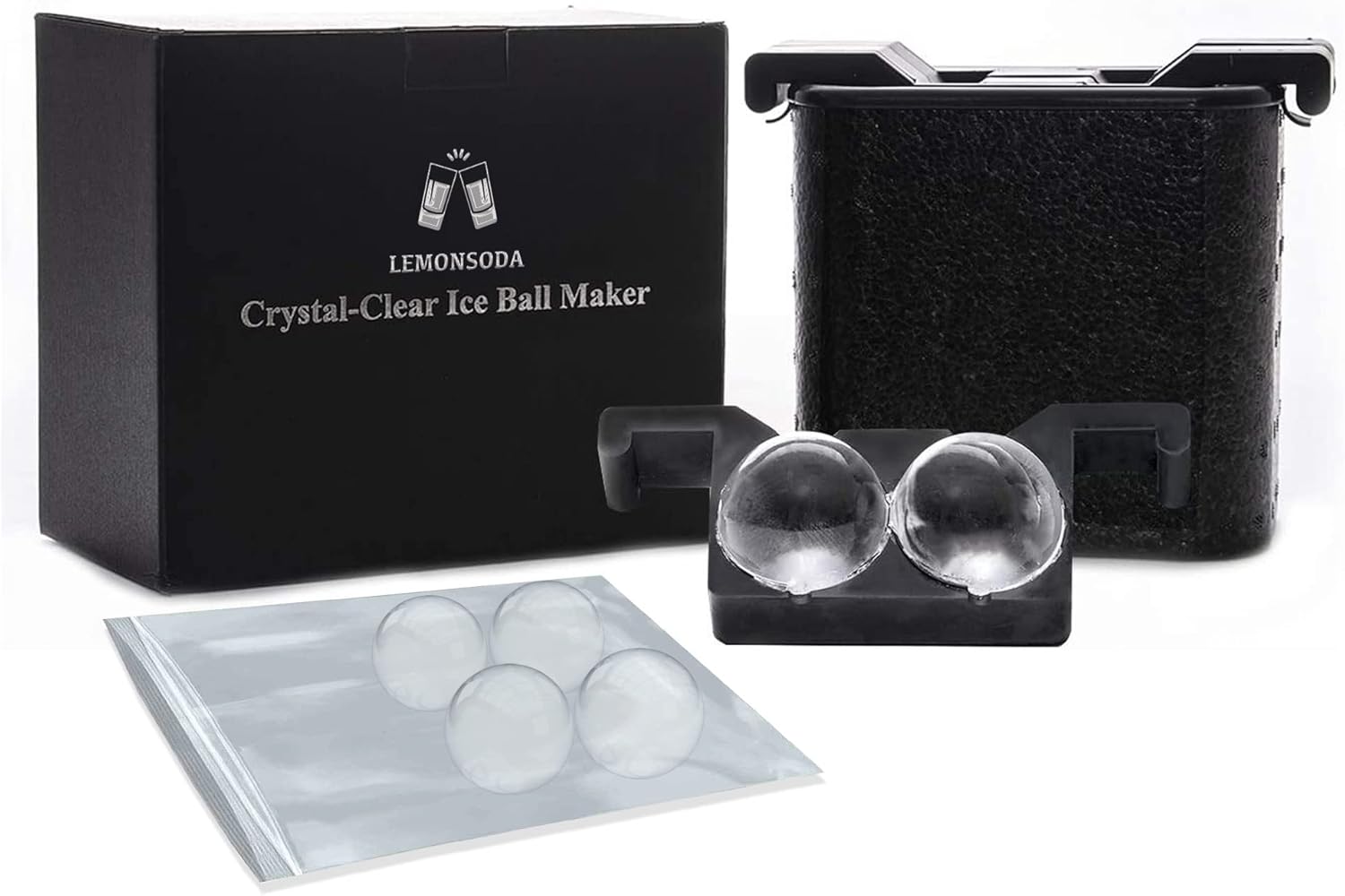 Crystal Clear Ice Ball Maker for Whisky & Cocktails Craft Big Sphere
