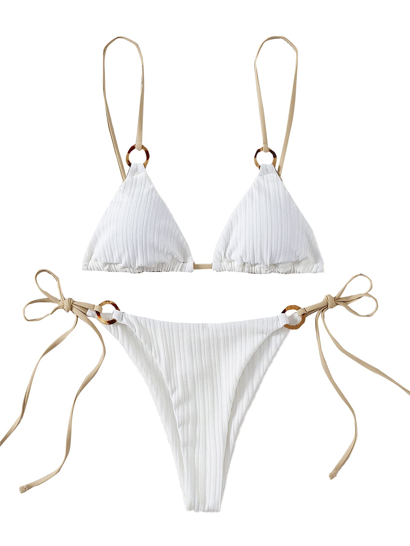 SOLY HUXBikini Sets for Women 2 Piece Swimsuits Sexy High Cut Bathing Suit Spaghetti Strap Triangle String Bikini