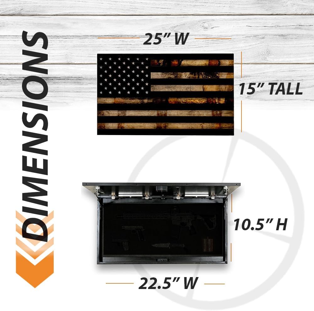 Tactical Traps - 1791 Whiskey Barrel American Flag with Lift-Up Storage - Standard 25" x 15” - Storage with RFID Lock, Easy Installation, Secure & Safe Compartment