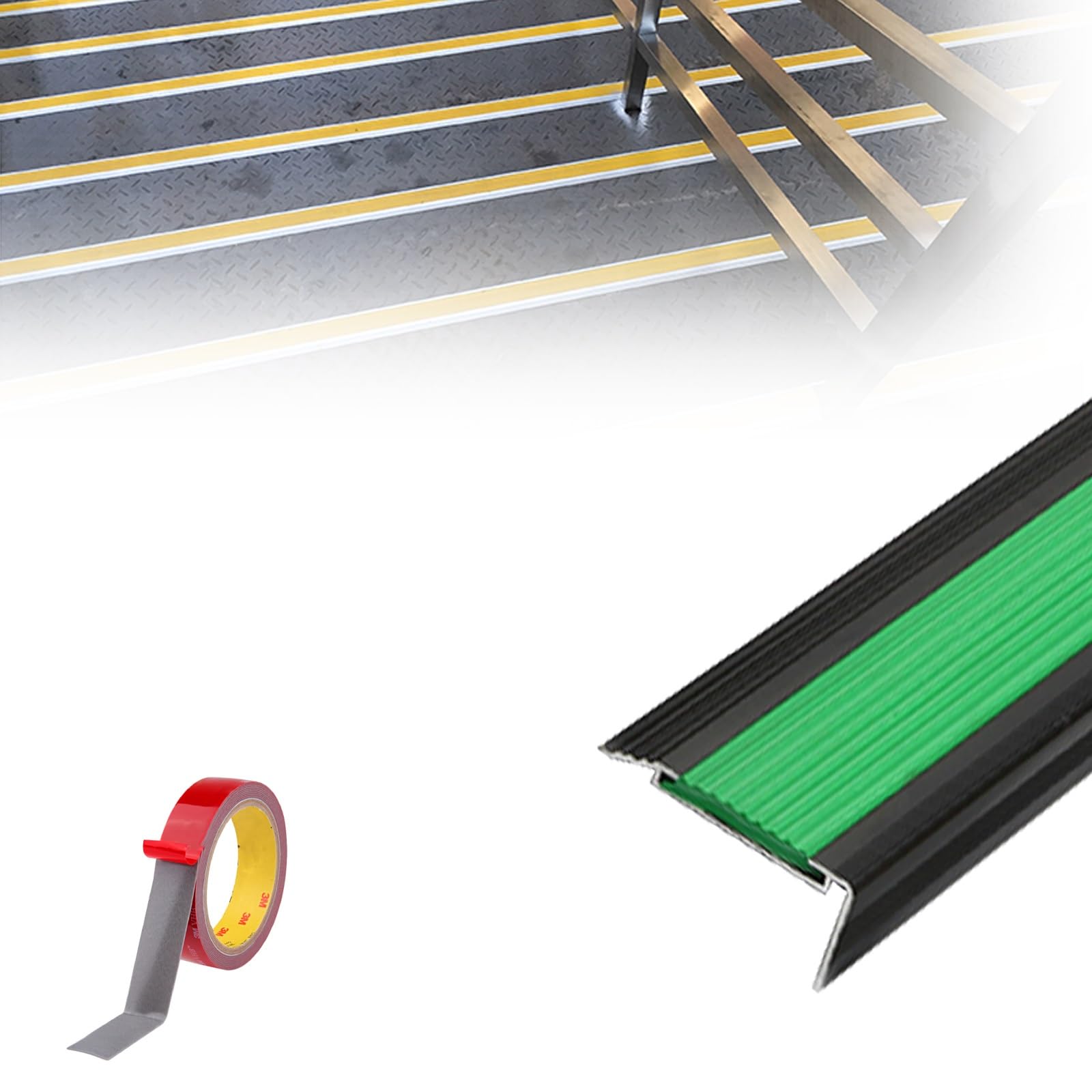 Tipo L Borde De Peldaño Antideslizante, Tira De Escalera Antideslizante Aleación Aluminio, Borde De Borde De Escalera, Doble Antideslizante, con Respaldo Adhesivo, Apto para Hoteles Y Hospitales ( Col