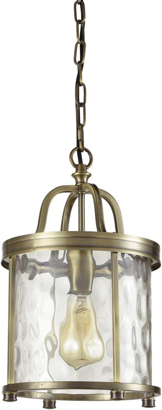 Truelite Industrial Vintage Hammered Glass Shade Pendant Light Lantern Caged Hanging Lamp