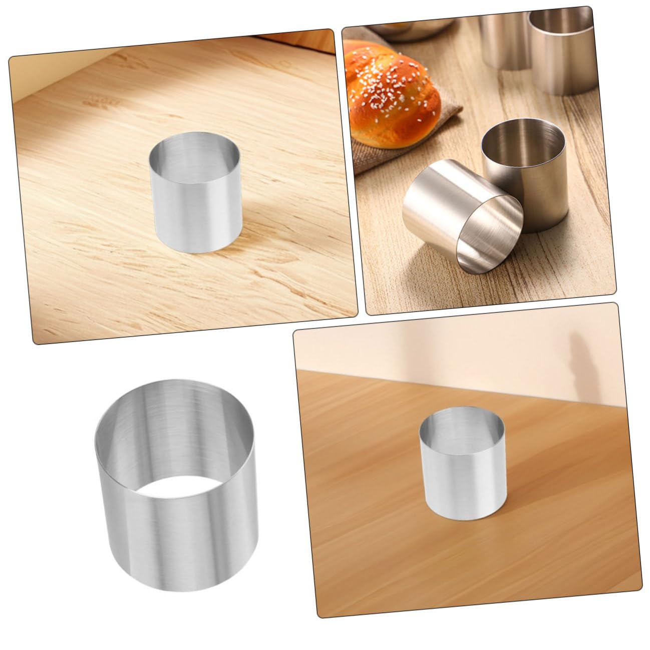 Molde de Repostería Redondo de Acero Inoxidable 8 Piezas 5x5cm Bordes Lisos para Hornear Tartas Mousse y Postres en Cocina y Panadería