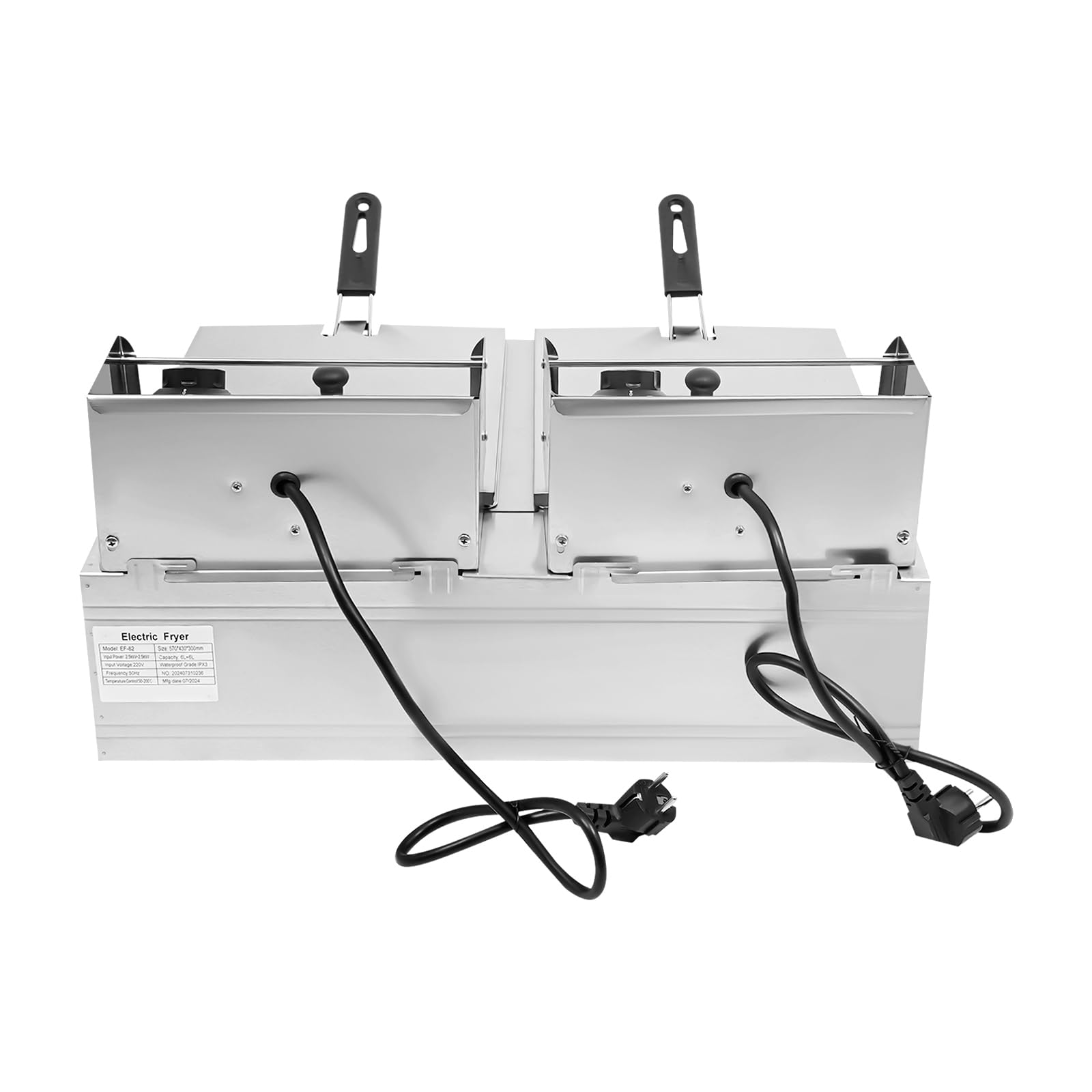 Friggitrice commerciale 12L Friggitrice elettrica Temperatura regolabile 60-200℃ Doppia friggitrice Friggitrice per ristorante Café Bar