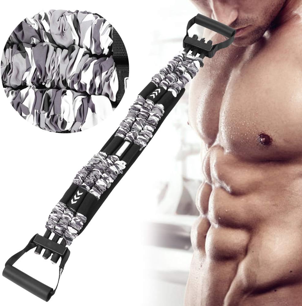 Benching Chest Expander Push Up Bar, Supine Press Resistance Training Belt, Adjustable 3 - Band Latex Rubber Chest Muscle Trainer for Home Gym Office Fitness Equipment