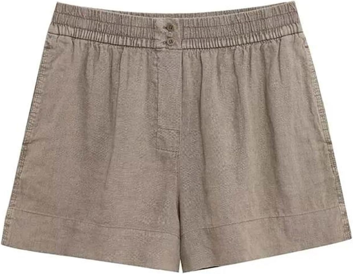 Women's Cotton Linen Two Piece Sets Long Sleeve Button Down Shirt and High Waist Shorts Summer Casual Lounge Outfits