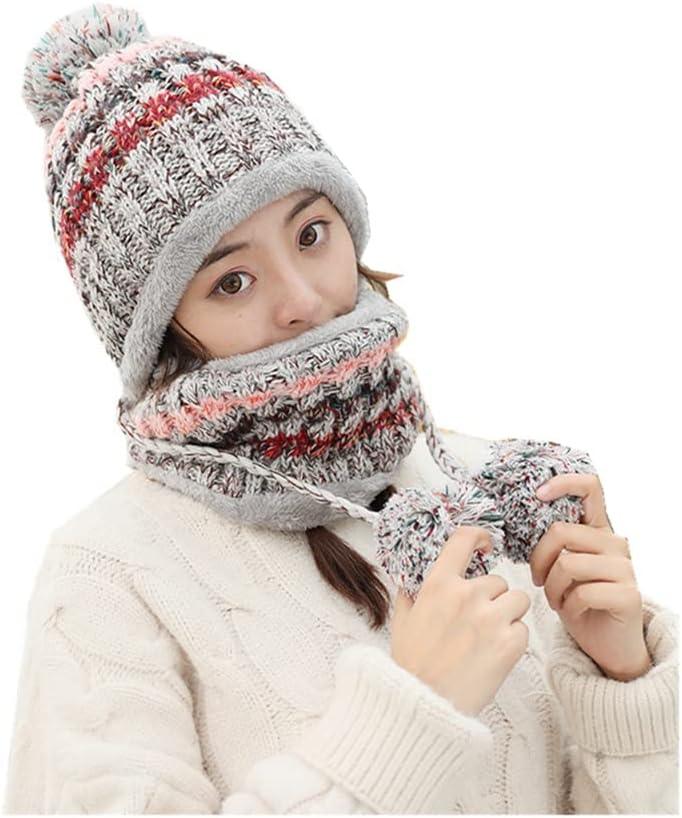 Circle Scarf Set Hat and Scarf Set for Women Girls Winter Warm Scarf Hat Outdoor Ski Cycle